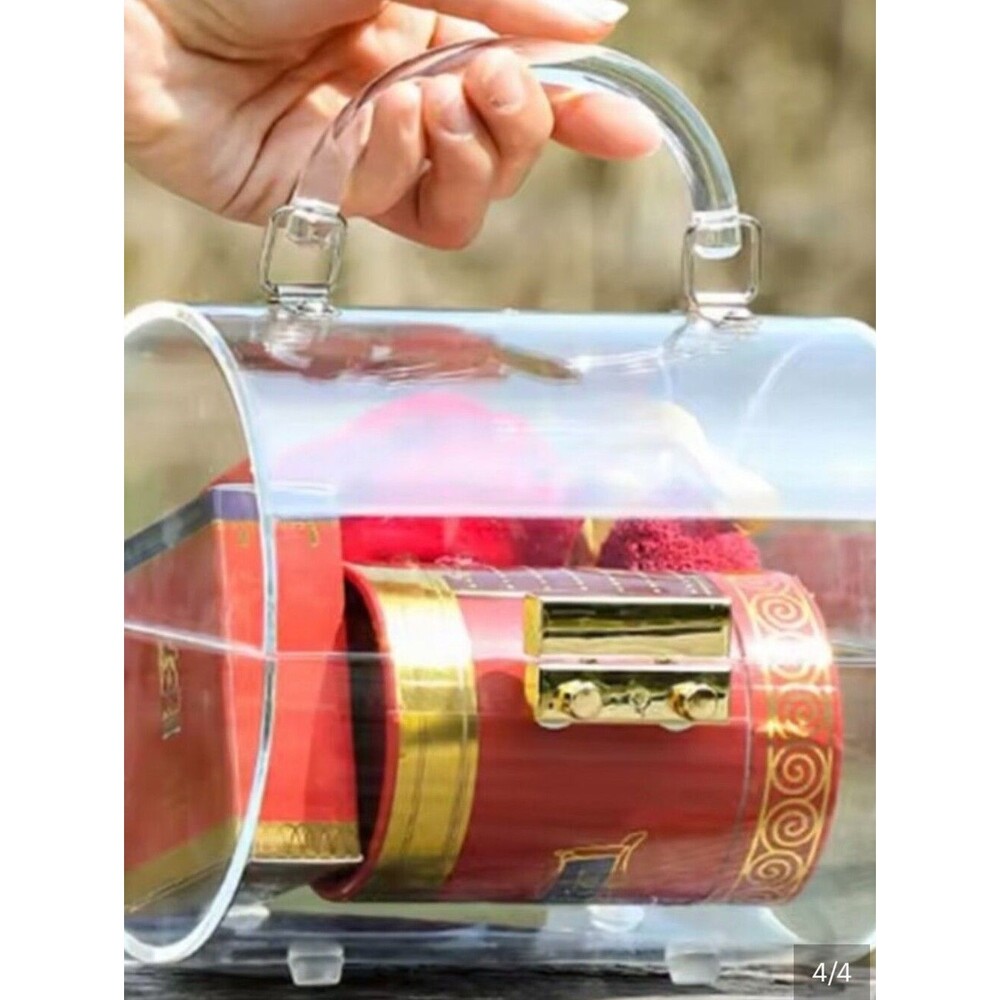 Clear Acrylic Rounded Handbag with Gold Hardware